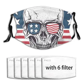 

Anti-Pollution American Skull In Sunglasses Washable Reusable 2020 Summer Face Masks PM2.5 Filter Protector Dust Haze Male
