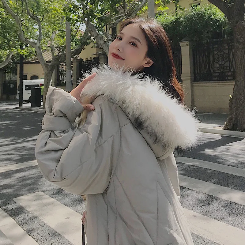 

2019 South Korea Fashion Winter Cotton Dress Women's New Style Korean-style Mid-length down Jacket Large Size Loose-Fit Cotton-p
