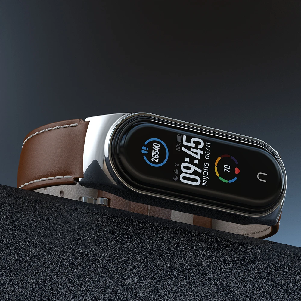 Para Mi banda 5 6 correa de cuero genuino para Xiaomi Mi banda 4 3 pulsera Miband gota 5 PU pulseras nuevo estilo Correa Mijobs diseño