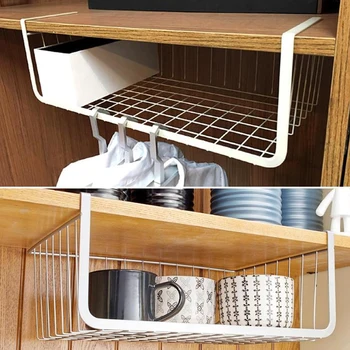 

Basket Iron Storage Container Box Rack Kitchen Cabinet Set Tableware Organizer Holder Stand for Household Bedroom Ornaments