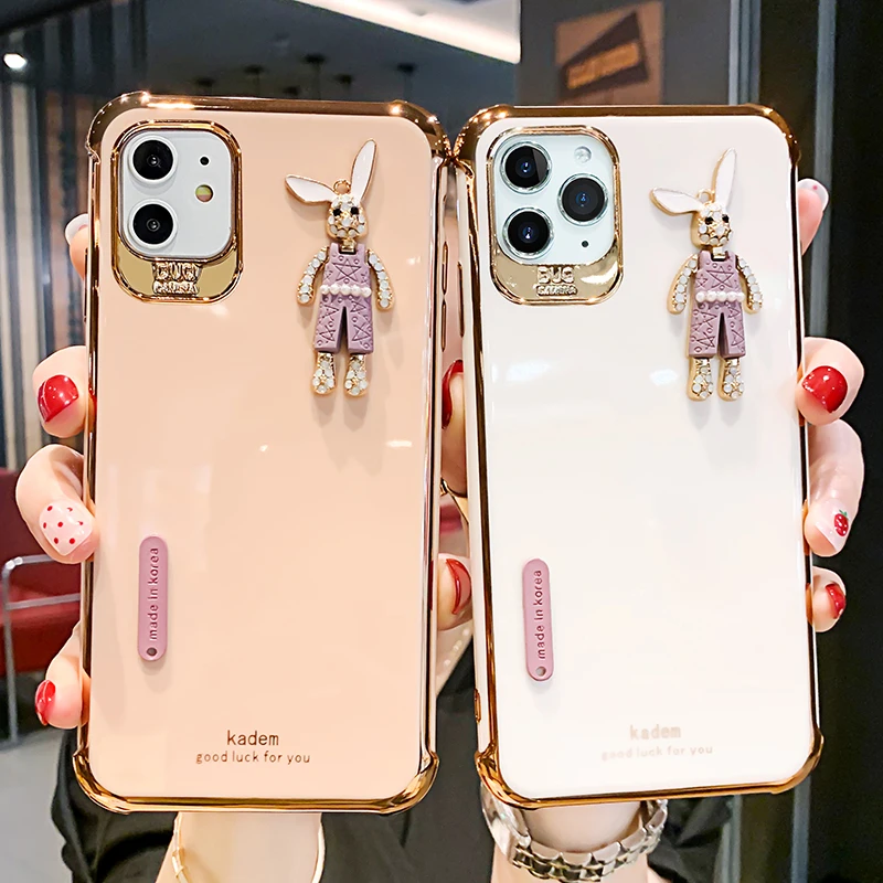 Little Rabbits Luxurious Electroplated Phone Case For IPhone 12 mini 12 Pro Max 11 Pro X XR XS Max Cover For iphone 7 8 Plus SE2