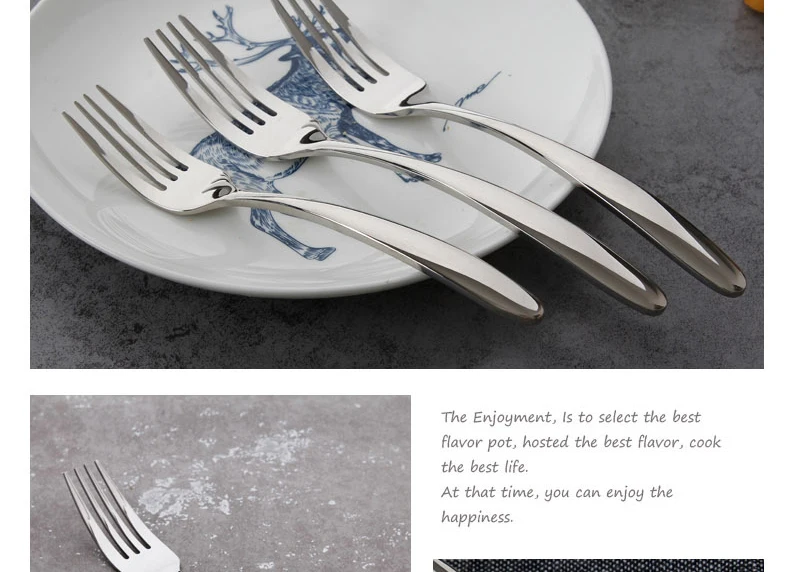 Stainless Steel Fork Spoon Dessert Restaurant Creative Tableware Western Food Steak Knife, Fork And Spoon Household Simple Two-T