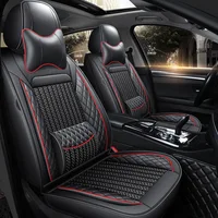 Fundas de asiento de coche de cuero con costura de seda de hielo, a la moda, para Audi a3, a4, A4L, Q2, Q3, Q5, conjunto completo Universal compatible con sedán y suv (negro), 2021