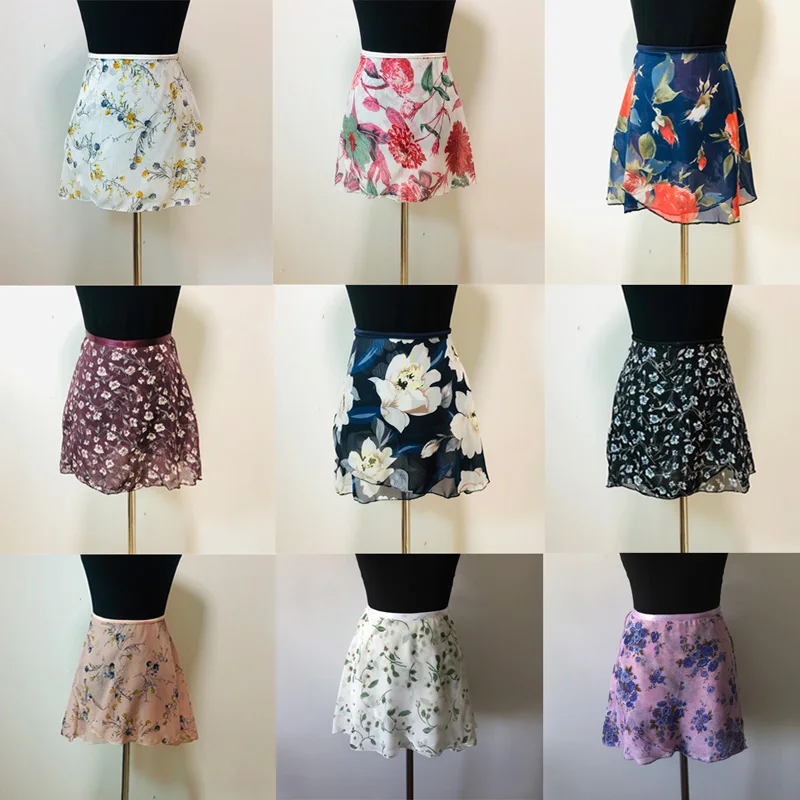 

Ballet Tutu Skirt 2020 New Arrival Women Chiffon Flower Practice Ballet Skirt Girls Floral Print Dance Leotard Dress Small Apron