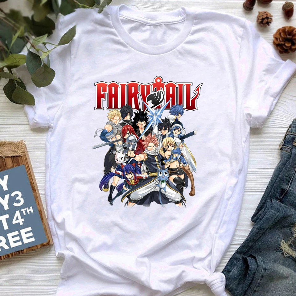 Женская Винтажная футболка с коротким рукавом Fairy Tail в стиле Харадзюку | одежда