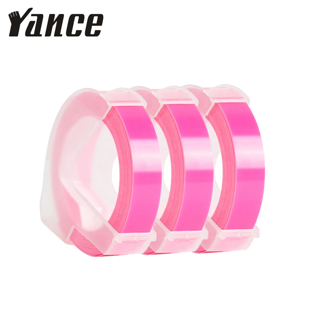 Yance 3 шт. флуоресцентный розовый 9 мм 6 12 3D тиснение кассета для Dymo этикеток