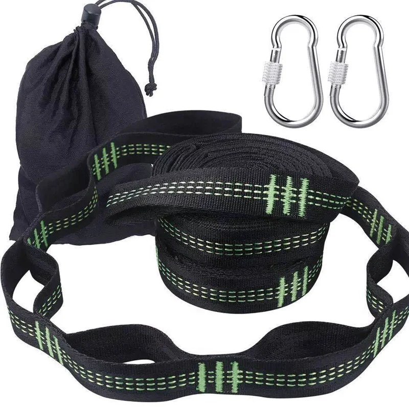 

Outdoor Hammock Strap Special Strap Tie Strap High Load-Bearing Tree Strap Knot 3 M 16 Ring With 2 Carabiner Metal Buckle Load