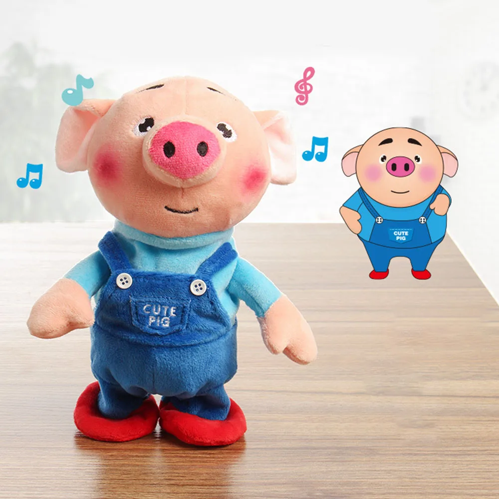 New 23cm Funny Pig Walking and Talking Stuffed Animal Horse Toy Sound Record Plush Pig Creative Gift for Kids