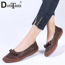 DORATASIA/брендовые Новые водонепроницаемые мокасины; женская обувь из натуральной кожи на плоской подошве; женские летние лоферы на плоской подошве; коллекция года; женская обувь с вышивкой и бантом