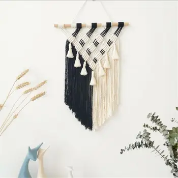 

Macrame Hand-woven Cotton Rope Tapestry Lace Wall Hanging Macrame Ornament For Living Room Bedroom Wall Decoration