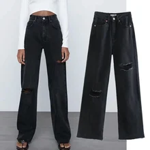 

Withered Enlgand Fashion High Street Vintage Mom Jeans Woman High Waist Jeans Ripped Jeans For Women Boyfriend Jeans For Women