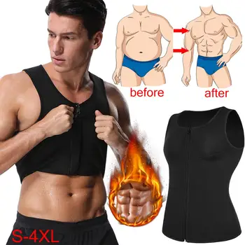 

Men's Waist Trainer Vest Sweat Sauna Suit Slimming Body Shaper Weight Loss Tank Tops Workout Undershirt Boobs Compression Shirts