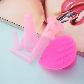 

5pcs/set Silicone Face Eye Cupping Jar Facial Lifting Massage Cups with Cleansing Brush Facial Cups Skin Beauty Health Care!