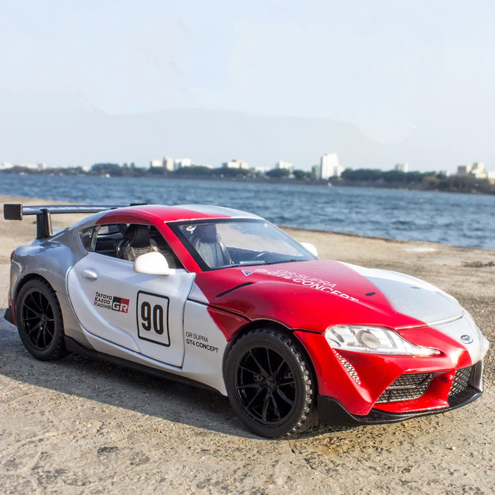 

Новинка 1:32, спортивная гоночная Модель supra GR из сплава, Высококачественная игрушка для гонок с имитацией звука светильник