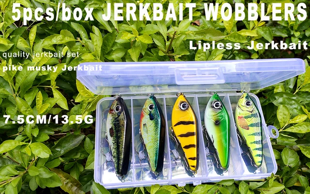 5pcs/box Jerkbait Set 7.5cm 13.5g Slow Sinking Jerk Wobbler Tackle
