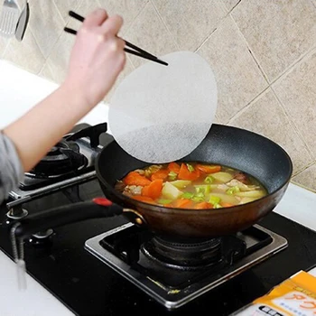 

12Pcs Food Grade PP Tools Kitchen Gadgets Round Disposable Heat-resistant For Absorption Fried Smoke Paper Food Soup Oil Film