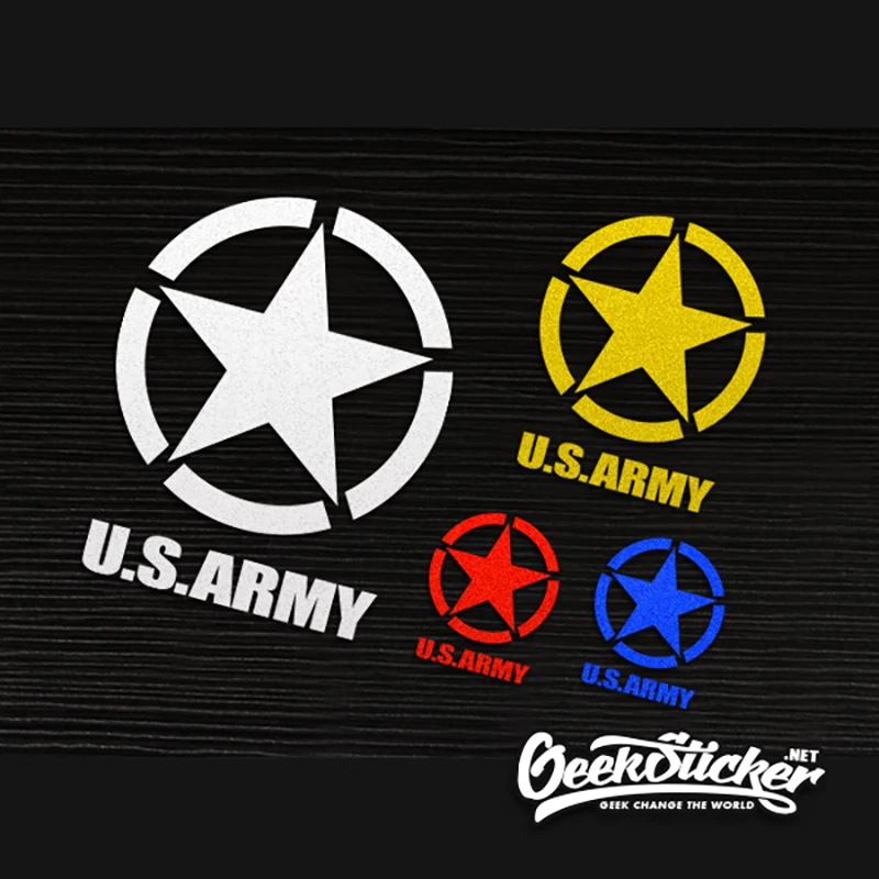 Waterproof Reflective Universal Car the Whole Body Sticker US Army Star ...