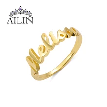 AILIN Custom Ring Stainless Steel 18K Gold Plated Promise Personalized Name Rings For Women Girlfriends Wedding Jewelry Gift