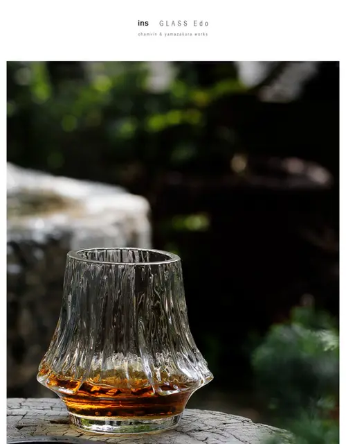 Japanese Whisky Lover's Glass with Wood Base •