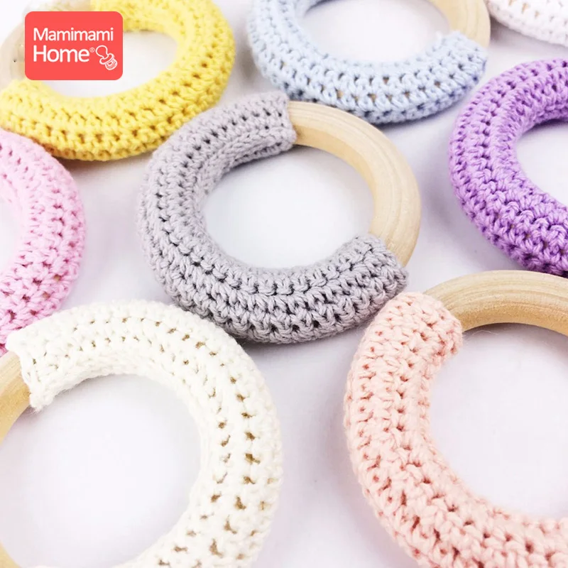 5 шт. 50 мм деревянные кольца крючком детский Прорезыватель для зубов красочные