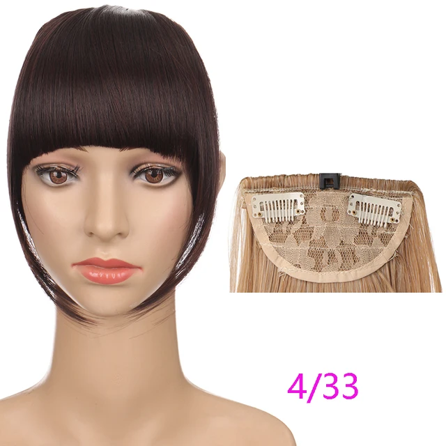 TALANG Neat Front Fringe Clip In  Hair Bangs  Hair Extensions Sweeping Side Blunt Bang Natural Black Brown Hairpieces WL-16