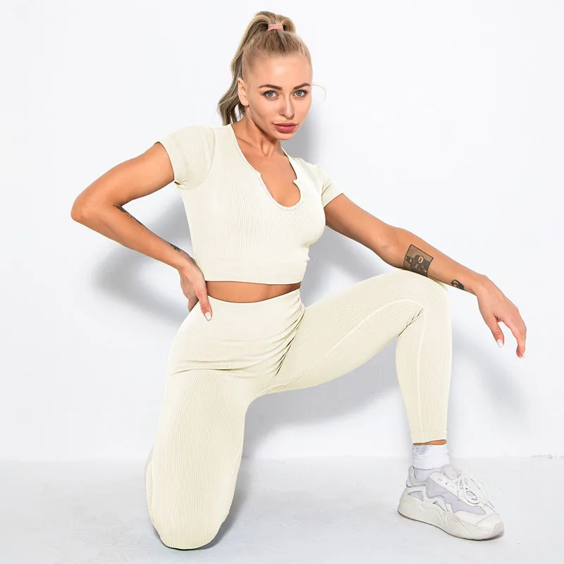 2/4/6PCS Seamless Women Yoga Set Workout Sportswear Fitness Bra Sport Pants Gym Clothing High Waist Leggings Shorts Sports Suits