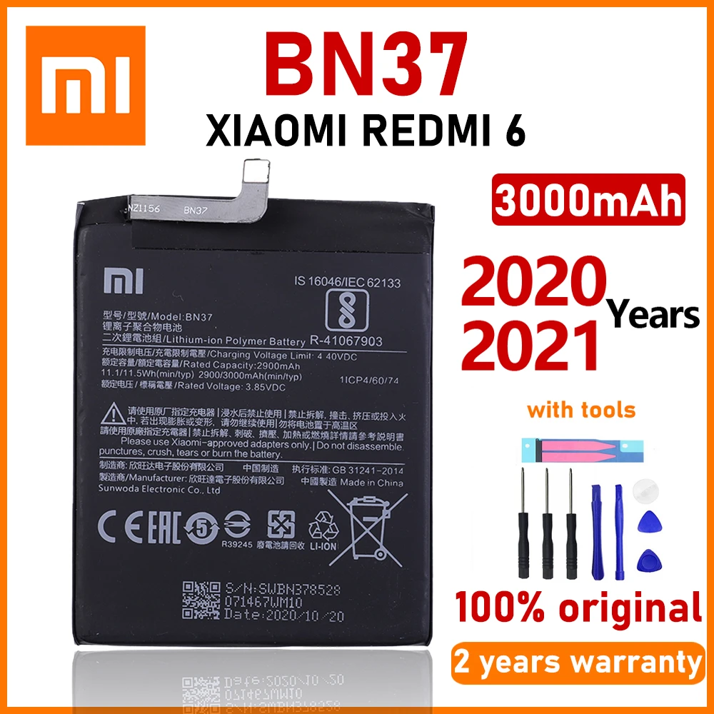 Xiao Mi Original Bn37 3000mah For Xiaomi Redmi 6 Redmi6 Redmi 6a Phone  Batteries With Tools+tracking Number - Mobile Phone Batteries - AliExpress