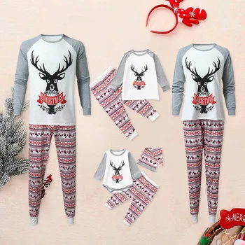 

Christmas Winter Pajamas Set Women Mom Printed Letter Top+stripe Pants Xmas Family Clothes Pajamas Warm Sleep Clothes #T1G