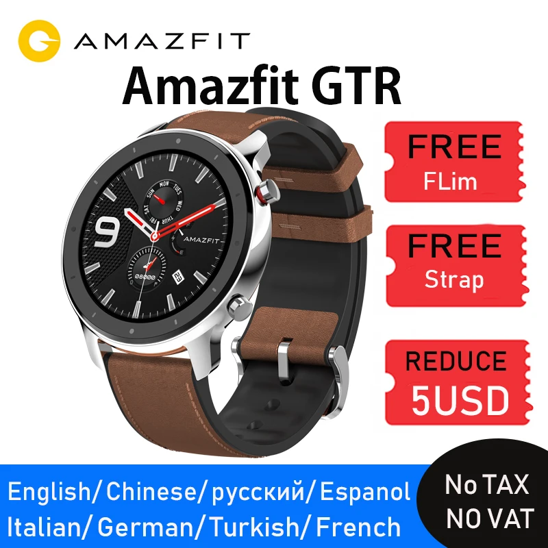  Global Version Amazfit GTR 47mm Smart Watch Huami 5ATM Waterproof Smartwatch 24 Days Battery GPS Mu - 4000189098850