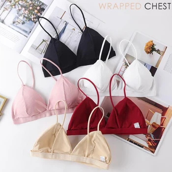 

2020 French Style Bralette Seamless Deep V Solid Bra Wireless Thin Underwear Sexy Lingerie Soft Push Up Bras For Women Hot Sale