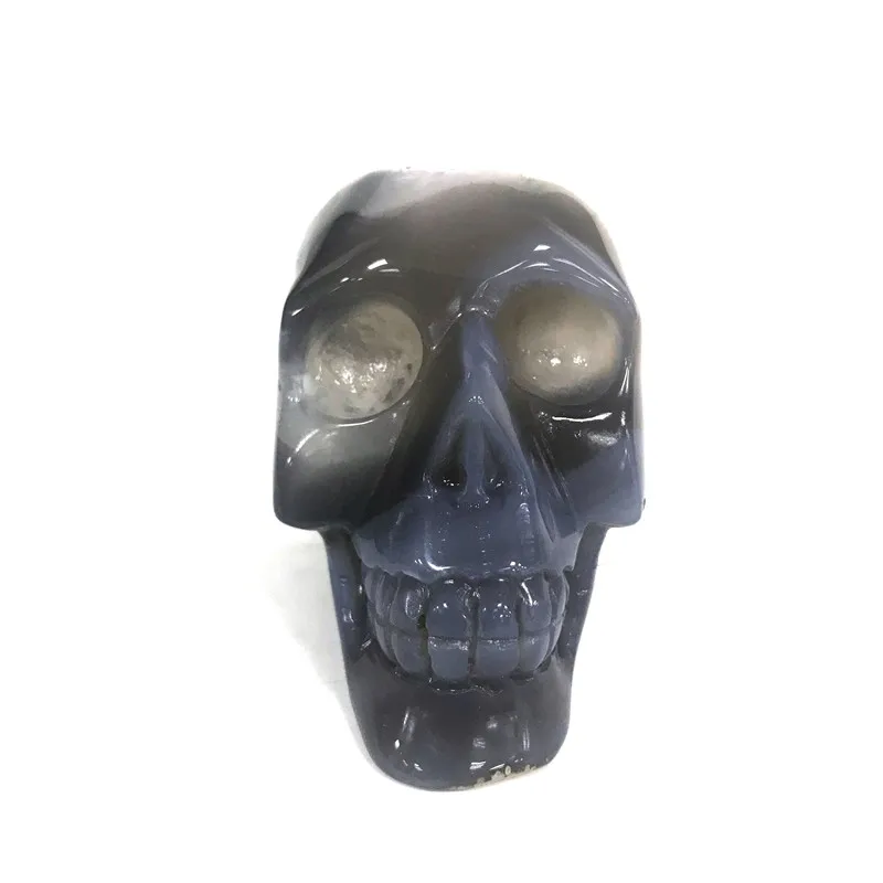 Agate Skull Украшение на Хэллоуин, натуральный агат, геодный череп, Хрустальная Фигурка, рука жажда исцеления, минеральный драгоценный камень, голова, кость, коллекция подарков - Цвет: Agate Skull