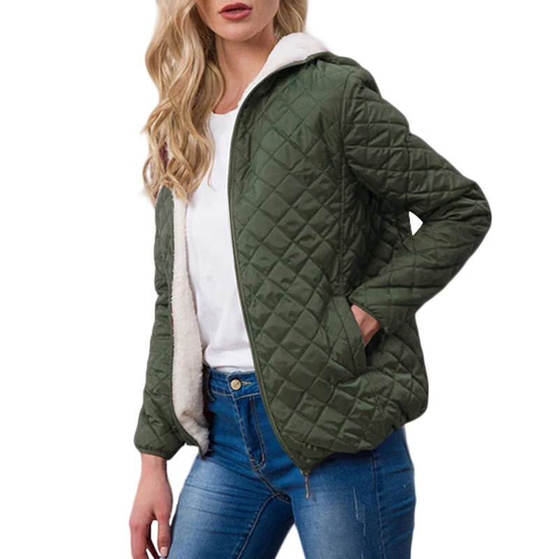 Повседневная женская зимняя куртка с меховым капюшоном, джемпер, парка, верхняя одежда, теплое Женское пальто, флисовая осенняя одежда, тонкие плотные пальто - Цвет: Army Green 2