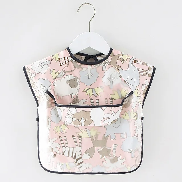 Baby Bib Waterproof Apron Long Sleeve Art Smock for Kids Baby Stuff Chest Protection Feeding Bibs animal PK short