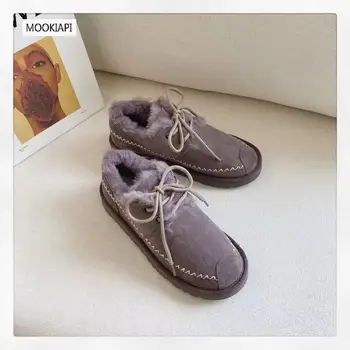 

2019 Chinese brand high quality snow boots, real sheepskin, natural wool, latest lace up women's shoes, 4 colors