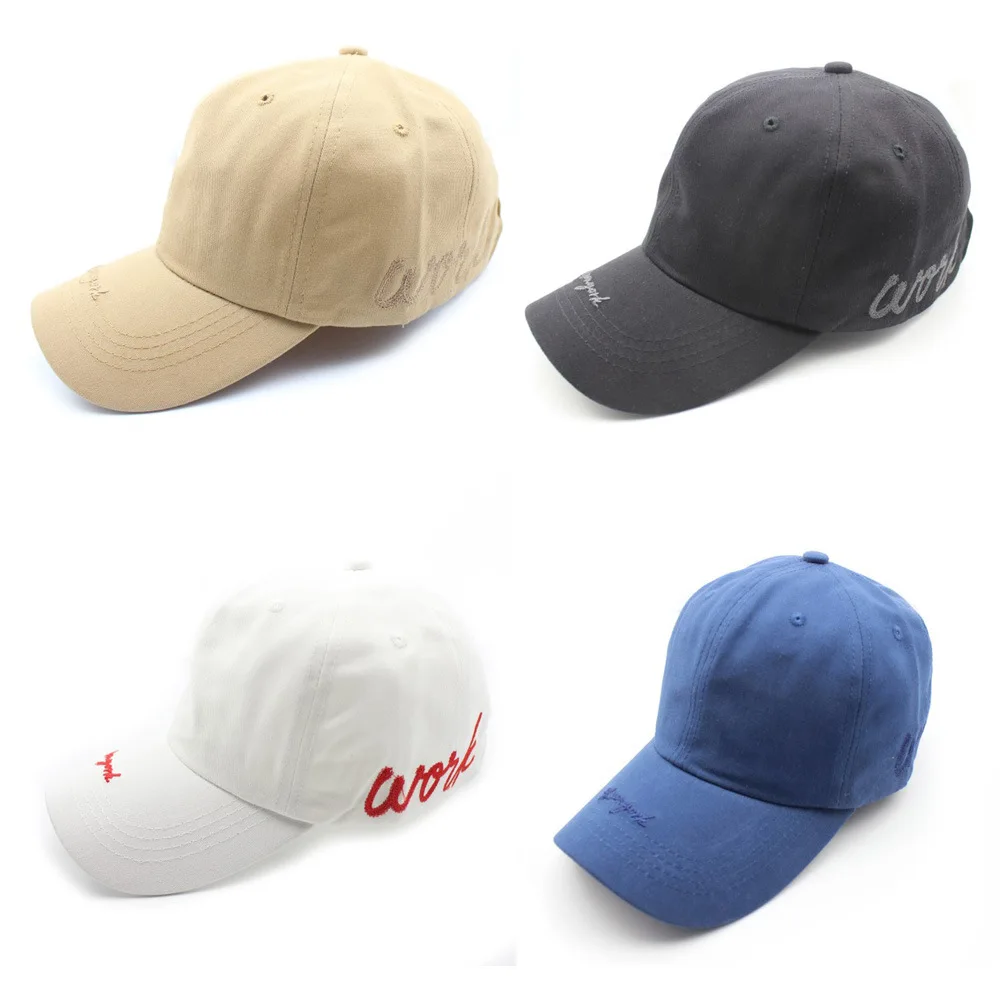 

Cross Border Hot Selling Simple Embroidered English Work Baseball Cap Cool Sports Cricket-cap Curved Brim Couples bai da mao