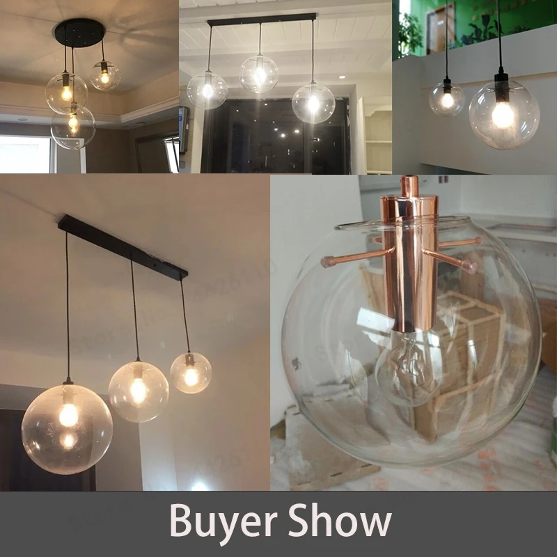 Skup Bubble krainie czarów nowoczesny czarny przejrzysta szklana kulka wisiorek przekazanie lampa światła lustre LED szklane kulki Bar kuchnia wysokiej jakości