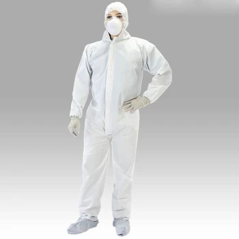 

Anti-Static Antibacterial Coverall Work Clothes Disposable Overalls SMS Type Protective Clothing Work Jumpsuit Hooded