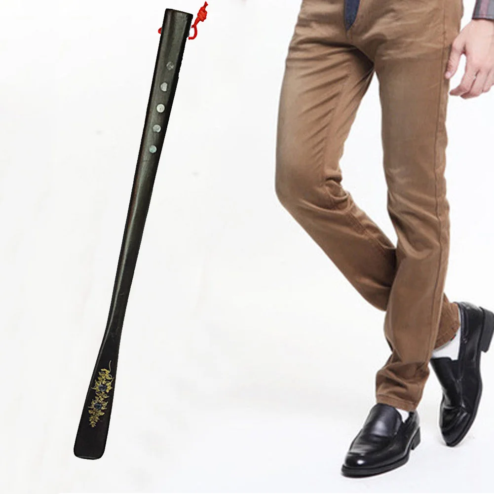

55cm Flexible Shoe Horn Leather Shoes Lifter Wooden Seniors Sturdy Spoon Portable High Heel Long Handle Professional For Elders