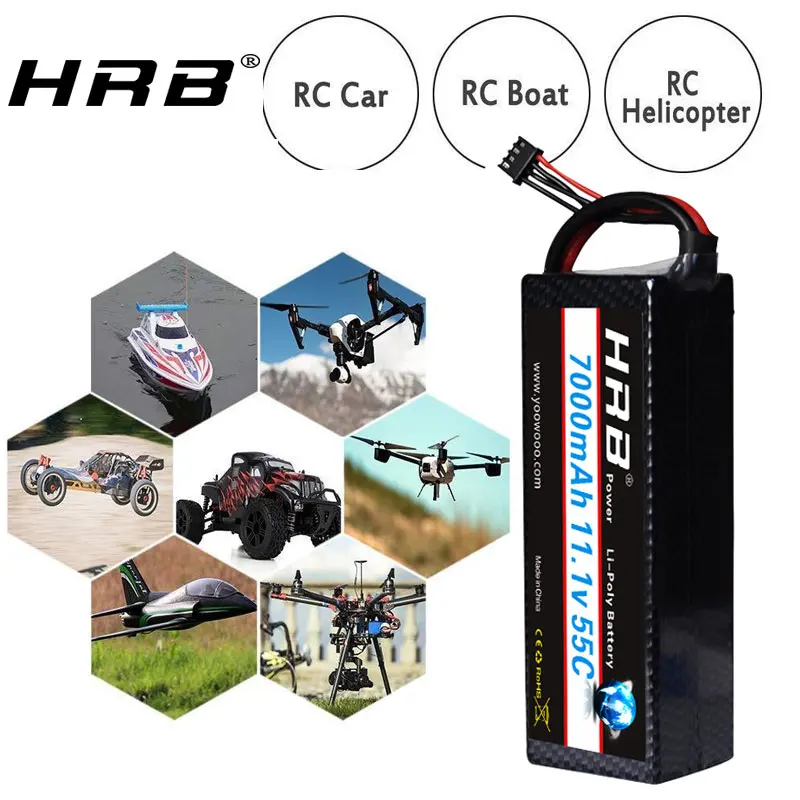 HRB lipo 3s 7000mah жесткий чехол 11,1 v lipo батарея 55C 138*46*37 мм Разъем XT60 trxxas автомобили грузовик Truggy Багги танки вертолет