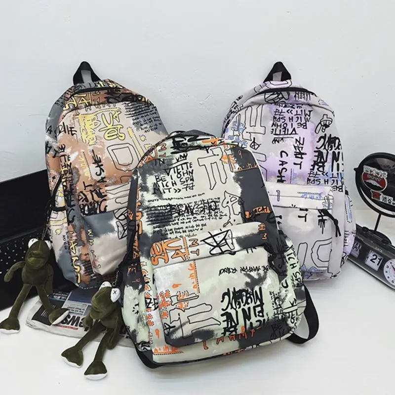 

Fashion Men's Women's Backpack Trendy Graffiti School Bag For Boys Girls Nylon Large-Capacity Waterproof Student Travel Backbags