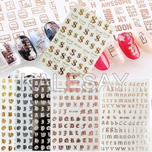 Белые, черные, золотые, серебряные, греческие буквы, 3D наклейки для ногтей s для дизайна ногтей, розовое золото, наклейки для дизайна ногтей, декоративные наклейки
