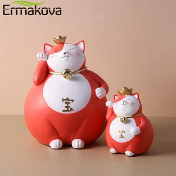 

ERMAKOVA Lucky Cats Miniature Model Figurine Home Decoration Children Toys Resin Art Craft Birthday Gift Mascot