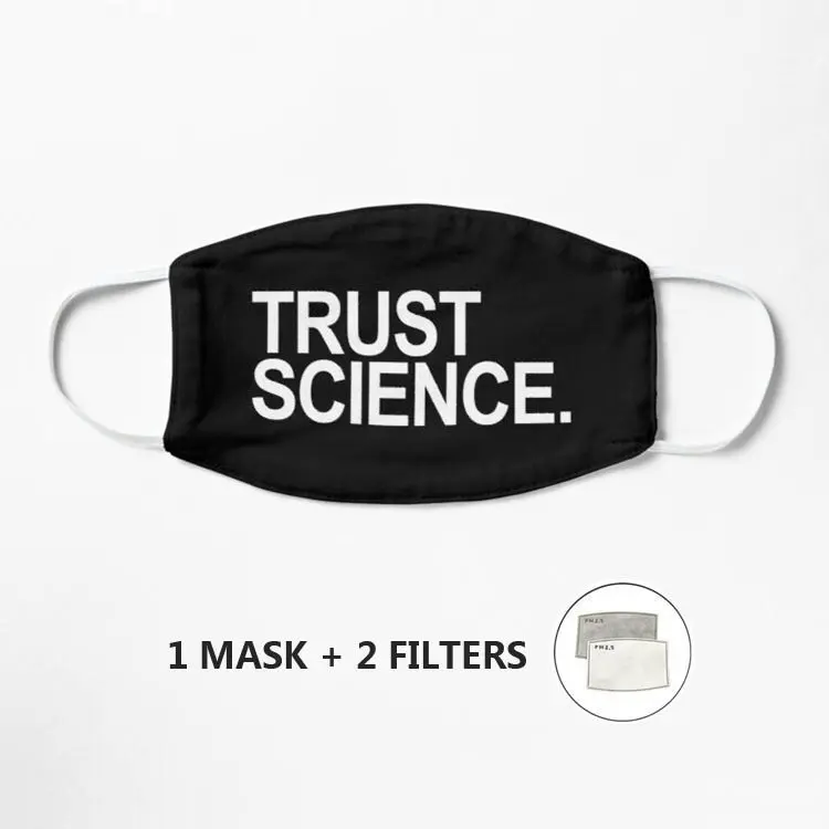 Trust Science (Black BG) Mask Women Men Kids 3d Fun Mouth Mark Fabric Facemask Washable Hip Hop Party+2 Filter | Аксессуары для