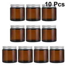 10pcs 100ml DIY Scented Candle Container Homemade Candle Jar Cup Holder Glass Perfume Bottle Aroma Bottle with Cover (Brown)