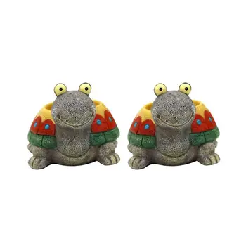

2Pcs Flower Pot Succulent Planting Pots Turtle Shape Planters Decorative Plant Containers Resin Bonsai Pots For Home Office