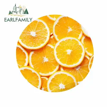 

EARLFAMILY 13cm x 13cm for Healthy Citrus Fruit Orange Slices Cool Creative Car Sticker DIY Custom Printing 3D Decal Decoration
