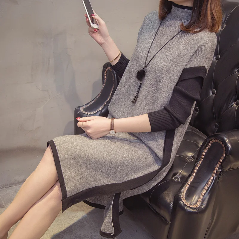 

rooms, 4 rows and 4 rows) Photographs of the new curling high collar, medium and long color matching knitted skirt 70