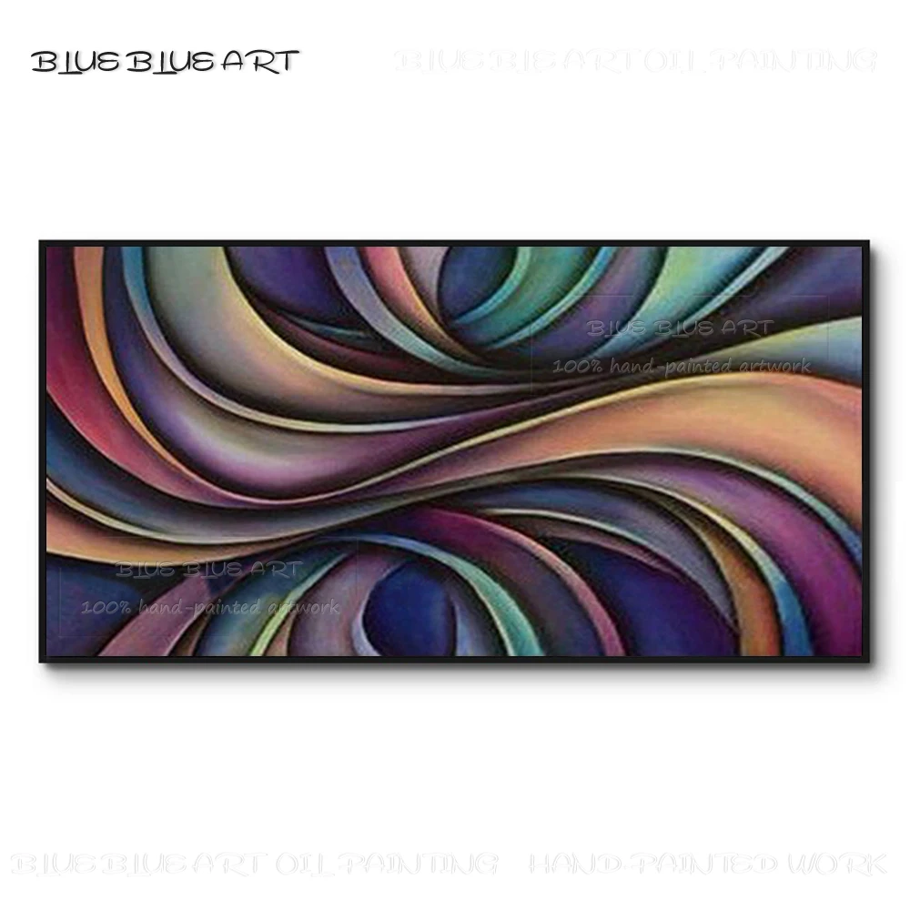 

Pop Wall Artwork Hand-painted Rich Colors Abstract Purple Oil Painting on Canvas Unique Design Abstract Geometric Oil Painting