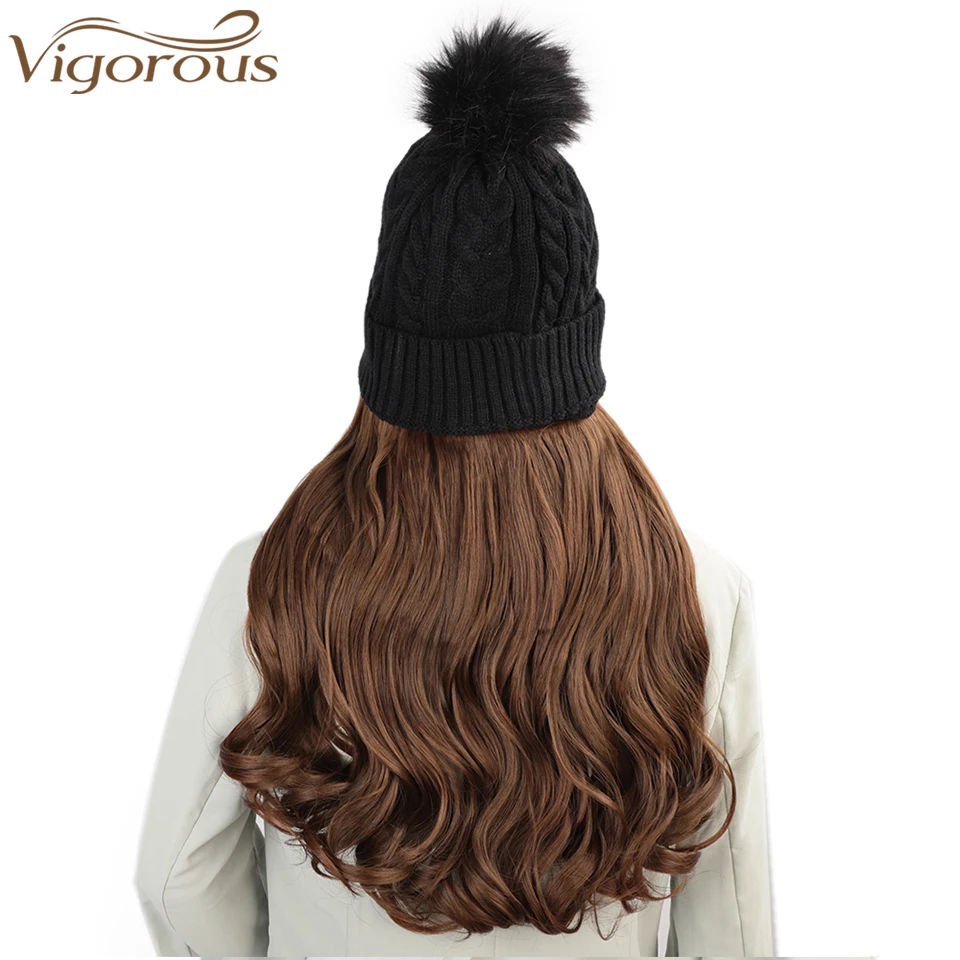 Vigorous Synthetic Beanie Hat with Hair 