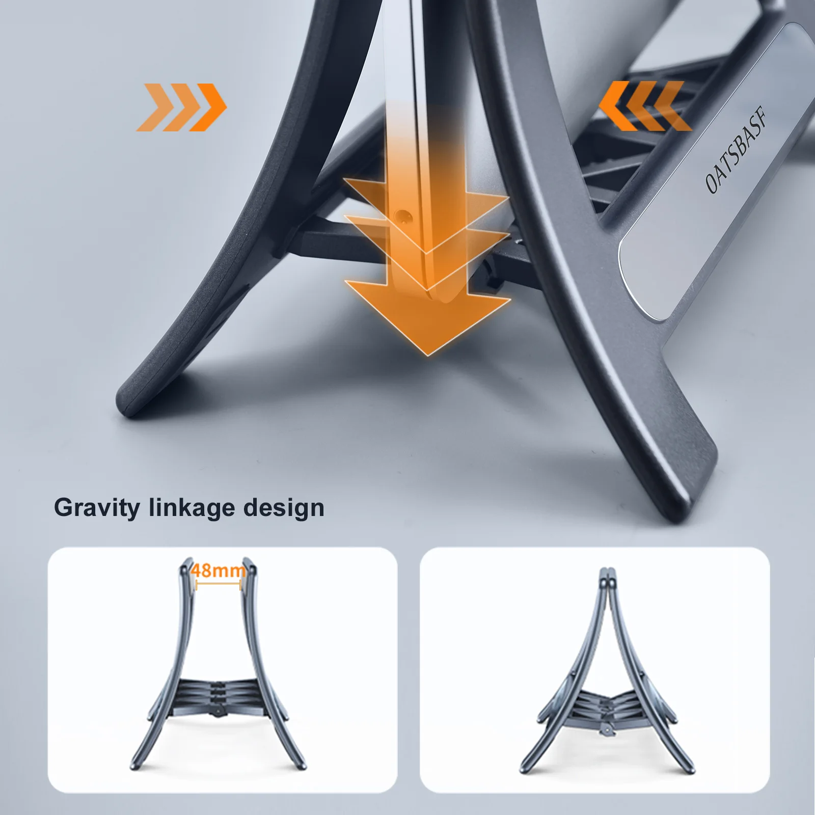 Oatsbasf 3 in 1 Vertical Laptop Computer Stand For MacBook Pro Tablet Phone iPad Foldable Notebook Gravity Bracket  Space Saving